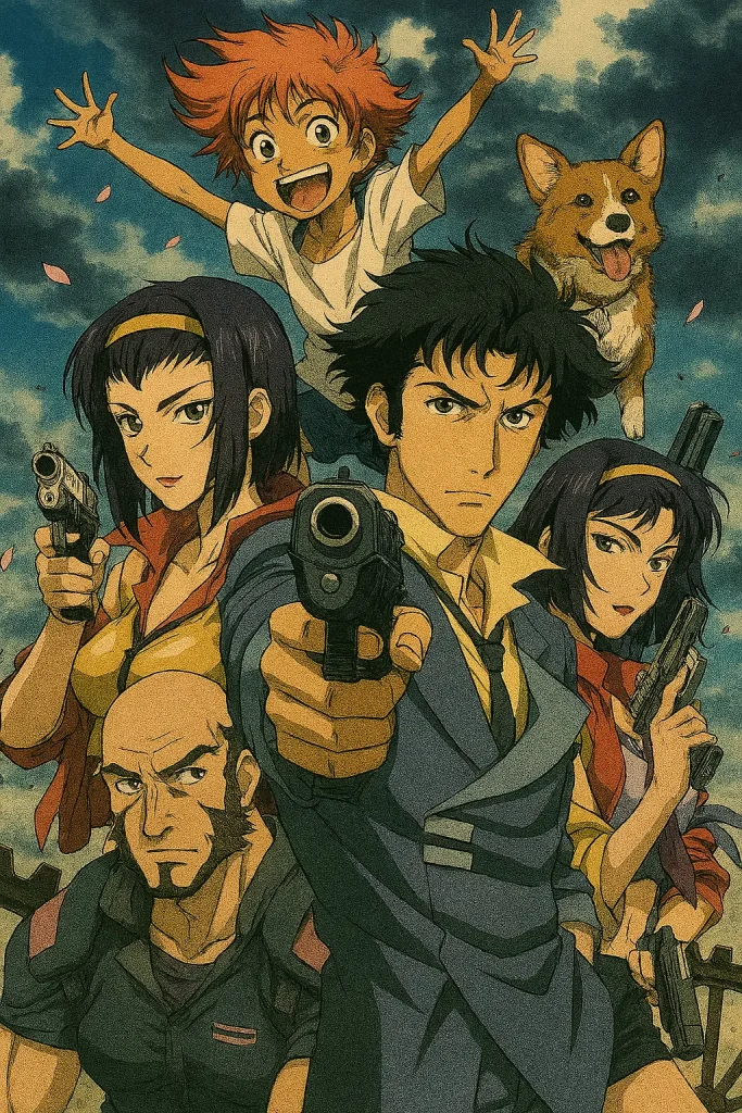 Spike Spiegel and the Bebop crew in space – classic adventure anime for beginners.