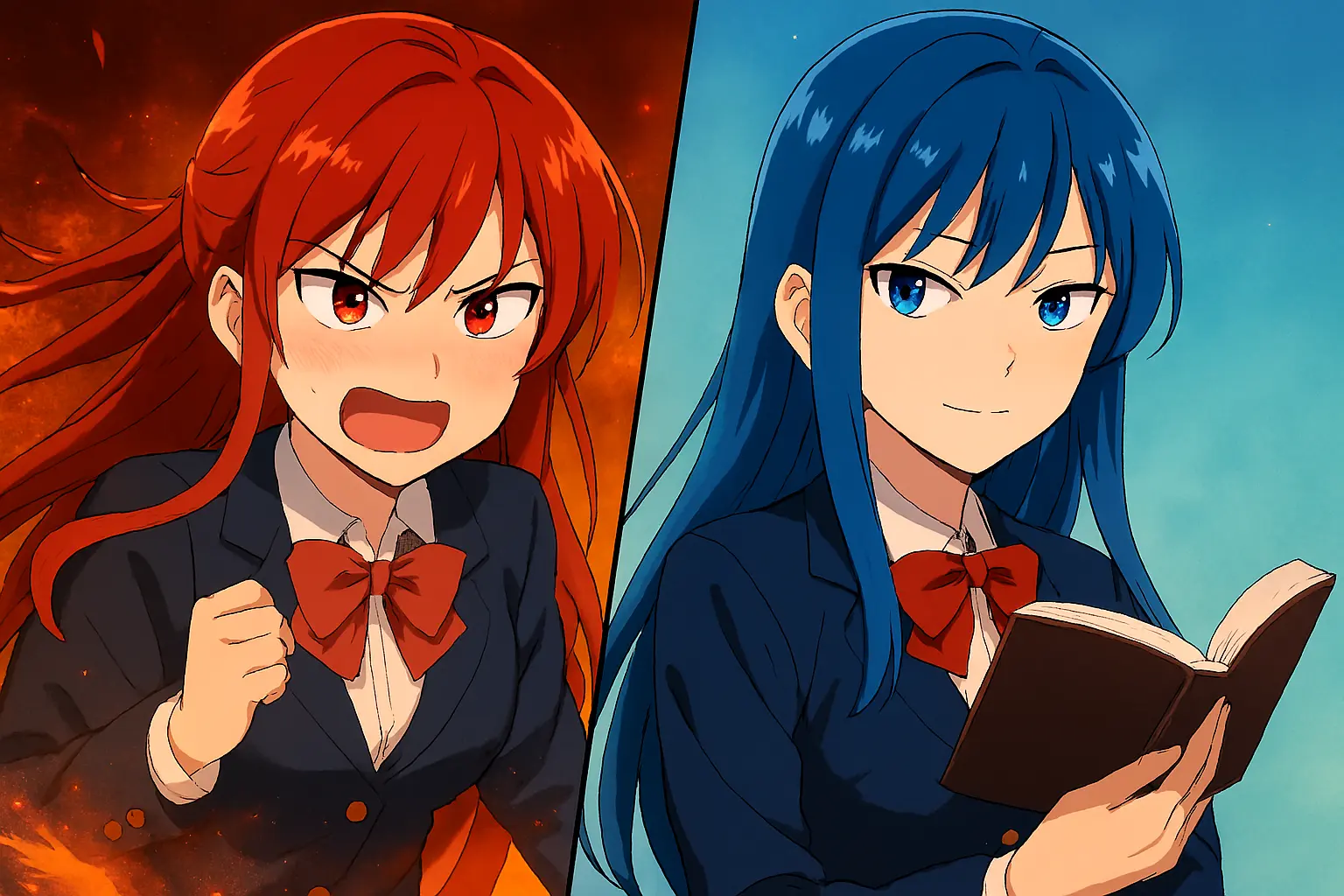 Featured image for Tsundere vs Kuudere anime archetypes comparison article, highlighting contrasting personalities.