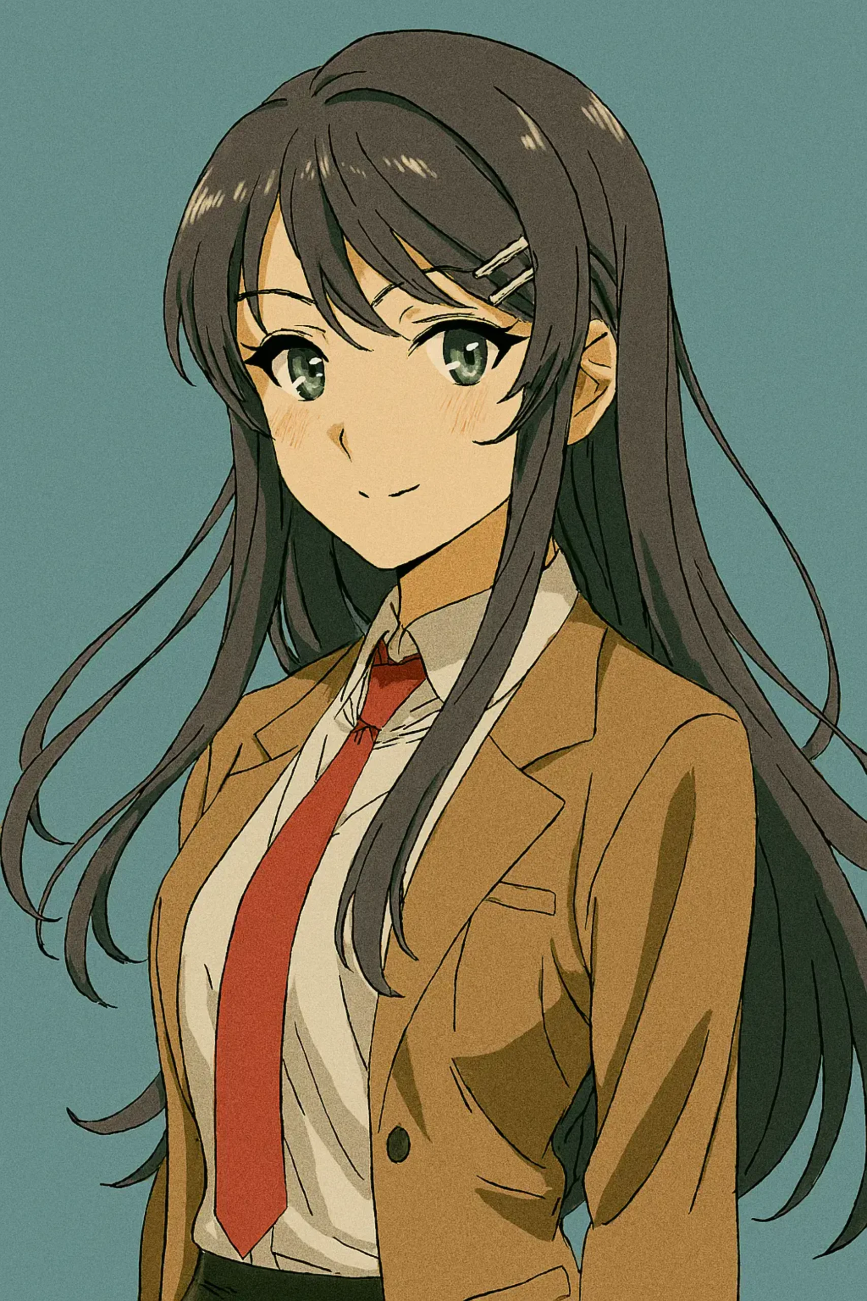 Best Anime Waifu Characters - Mai Sakurajima from Rascal Does Not Dream of Bunny Girl Senpai, a beautiful and composed high school student and actress with long black hair and purple eyes, often seen in her school uniform or a bunny girl costume.