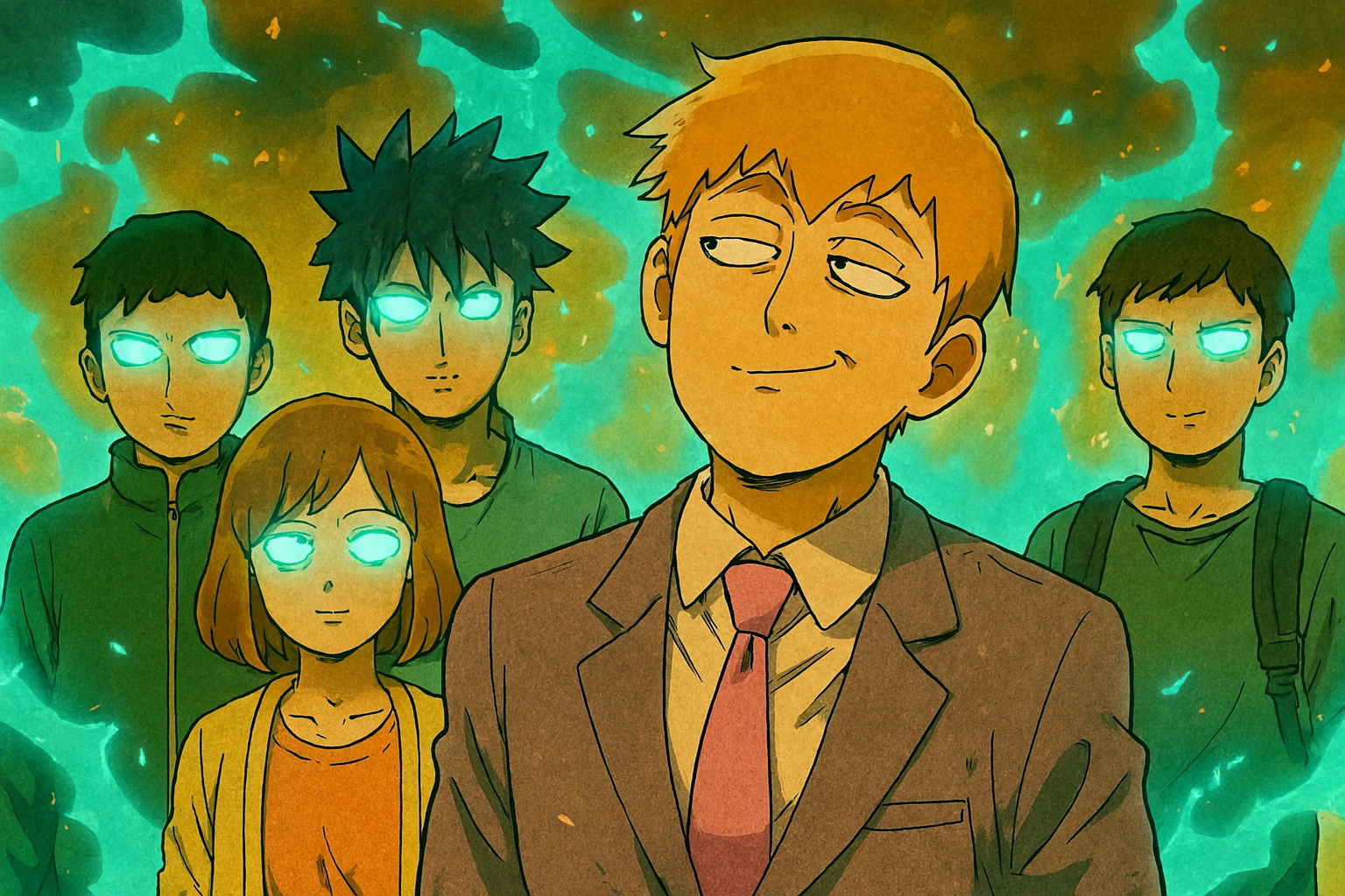 Modern Sensei Subversions: An unconventional mentor (Reigen style) highlighting the evolving Anime Sensei Role.