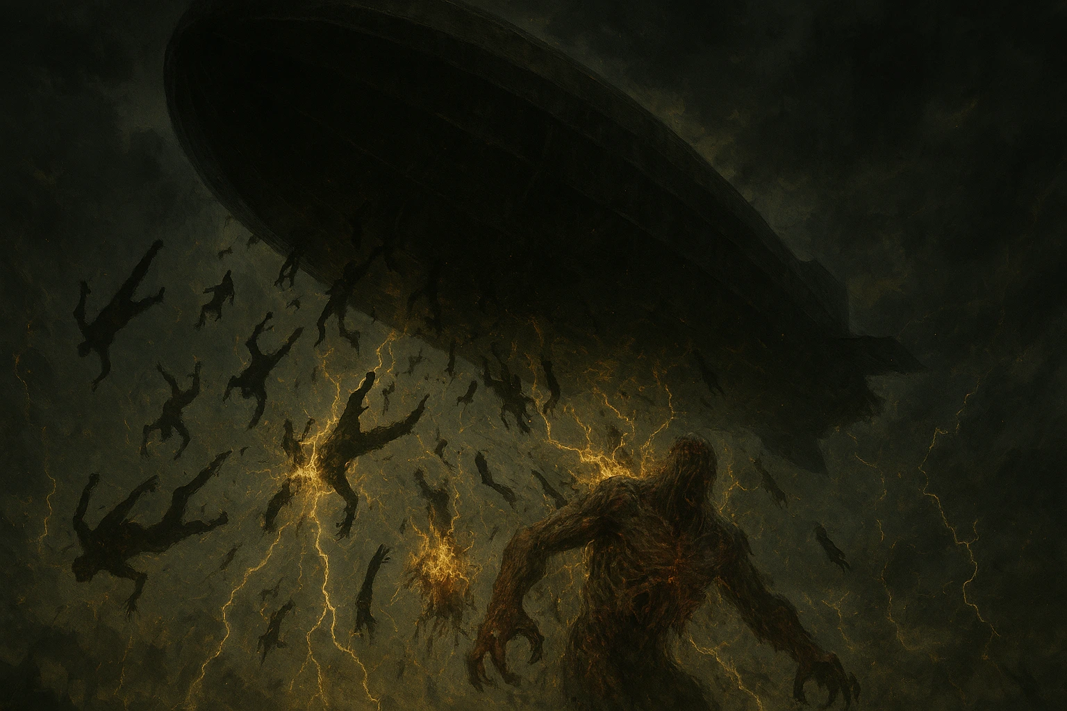 The terrifying Paratrooper Tactic used by Zeke Yeager, dropping Eldians from Zeppelins to transform into Pure Titans mid-air.