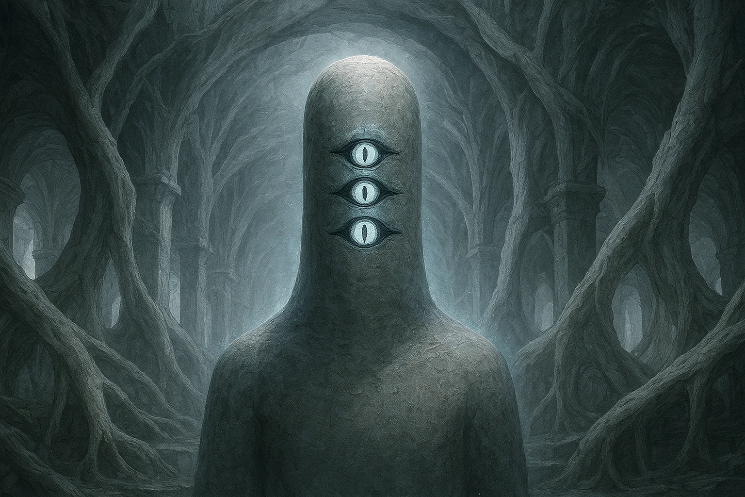 Master Tengen JJK in his evolved form within the Tombs of the Star Corridor, representing the foundation of Jujutsu society.