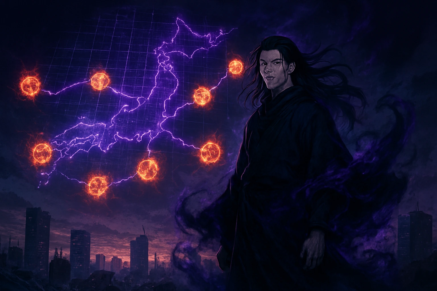 JJK Culling Game Explained featured image showing Kenjaku and the barrier map of Japan.