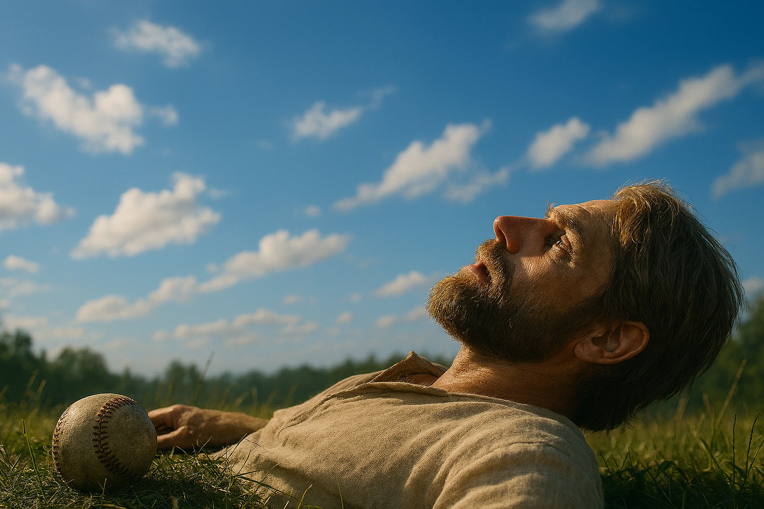 Zeke Yeager in his final moments, realizing the value of life's simple joys before his death.