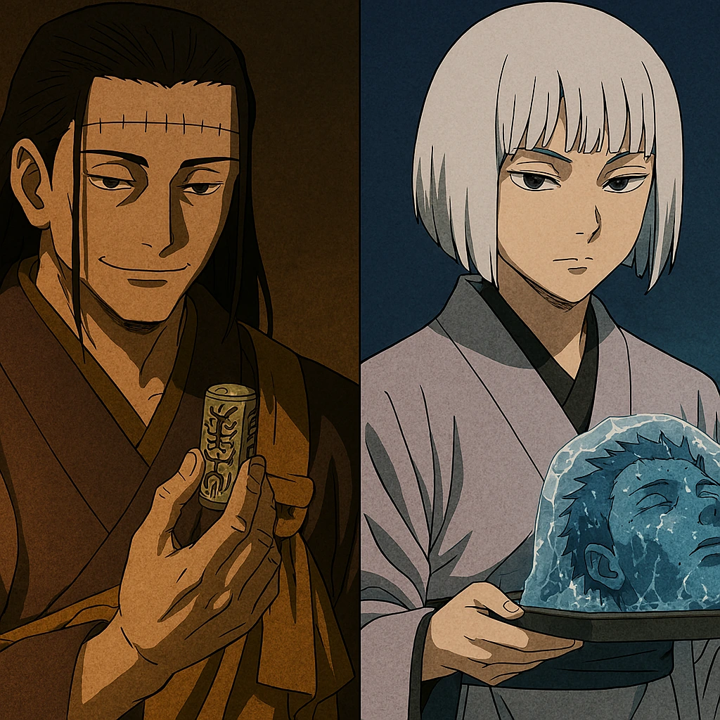 Kenjaku and Uraume serving Sukuna during the Heian Era JJK.