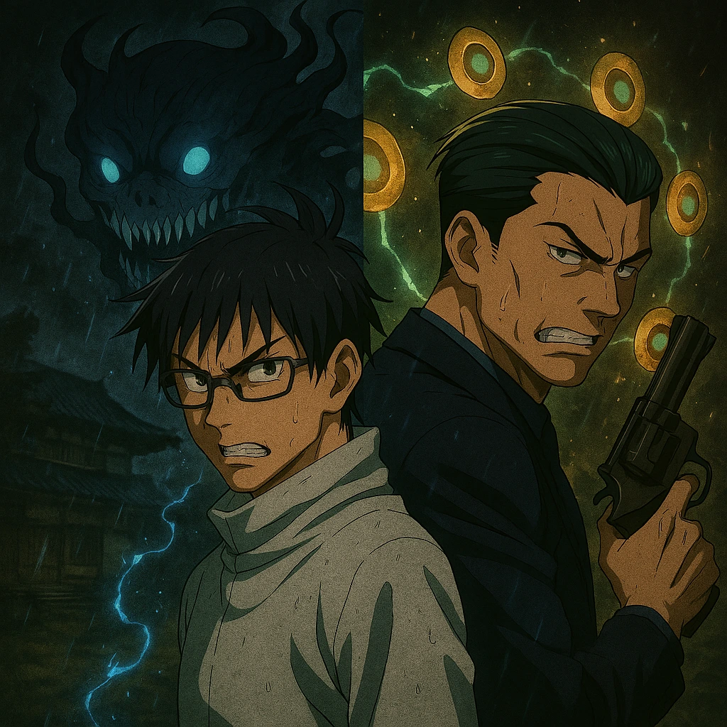 Yuta Okkotsu and Hakari Kinji representing the power of Tokyo in Tokyo vs Kyoto Jujutsu High.