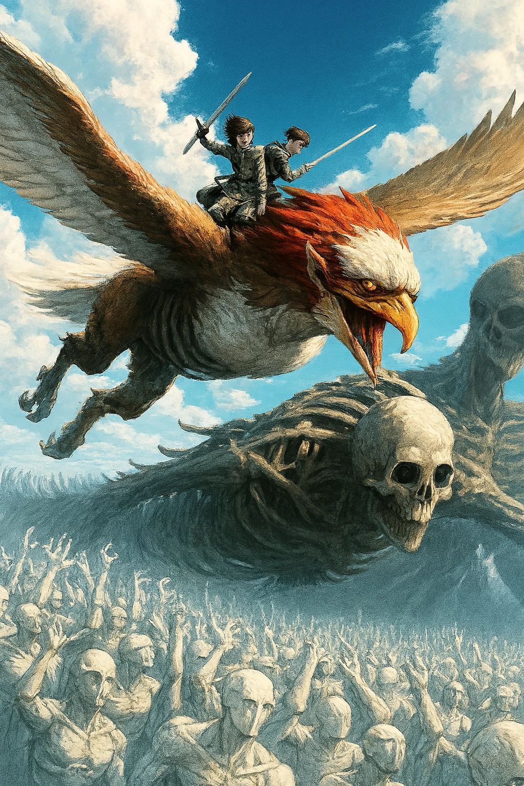 Falco flying Titan carrying The Alliance in Global Attack on Titan into final battle.
