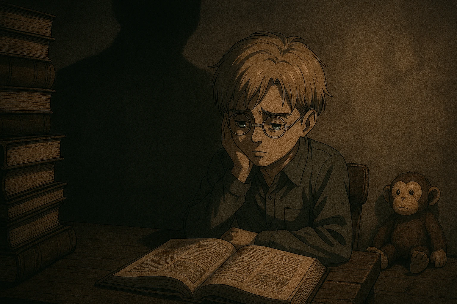 Young Zeke Yeager struggling under the immense pressure put on him by his father to be the savior of Eldia.
