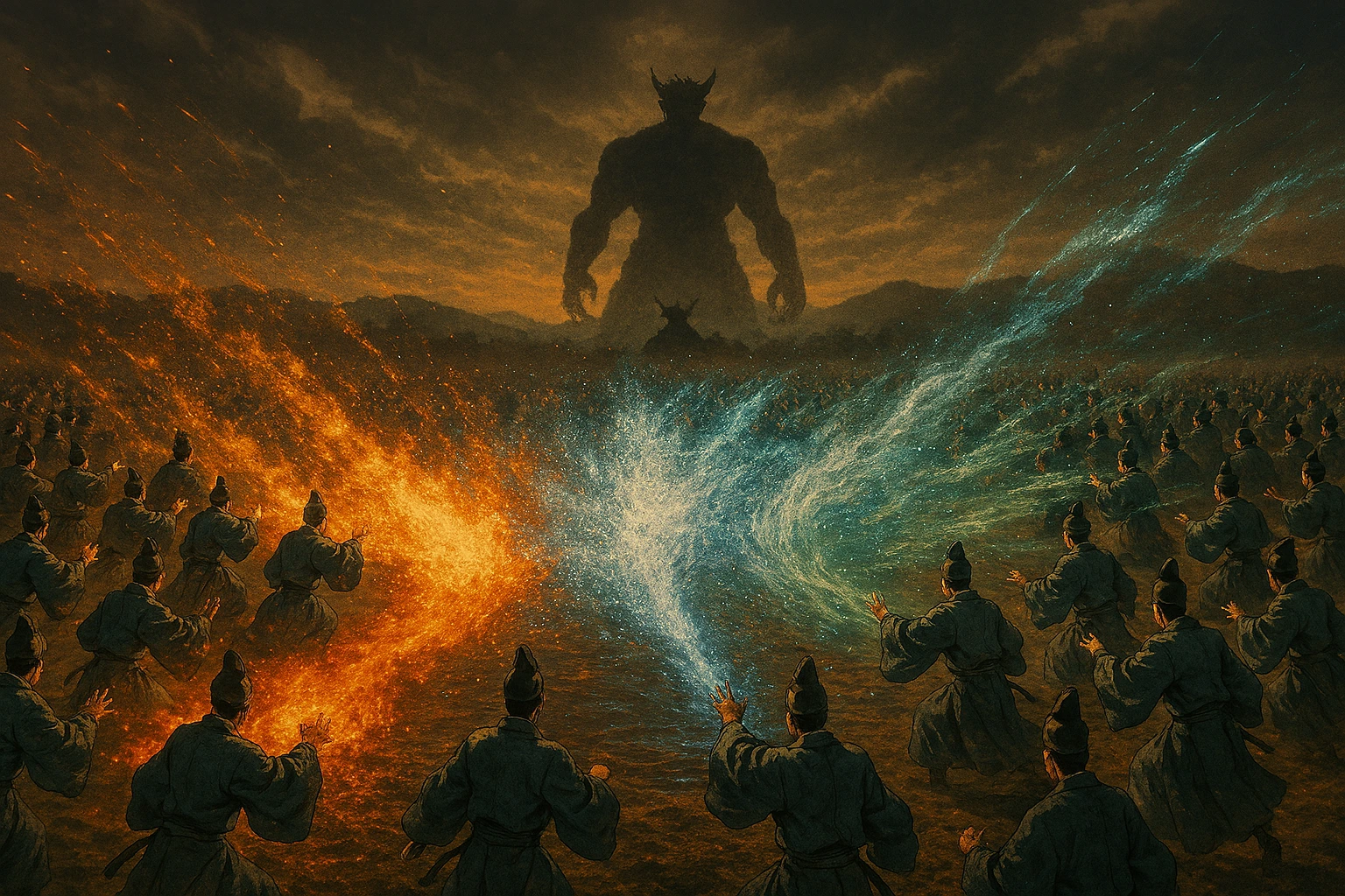 Ancient Abe and Sugawara clans fighting Sukuna in Heian Era JJK