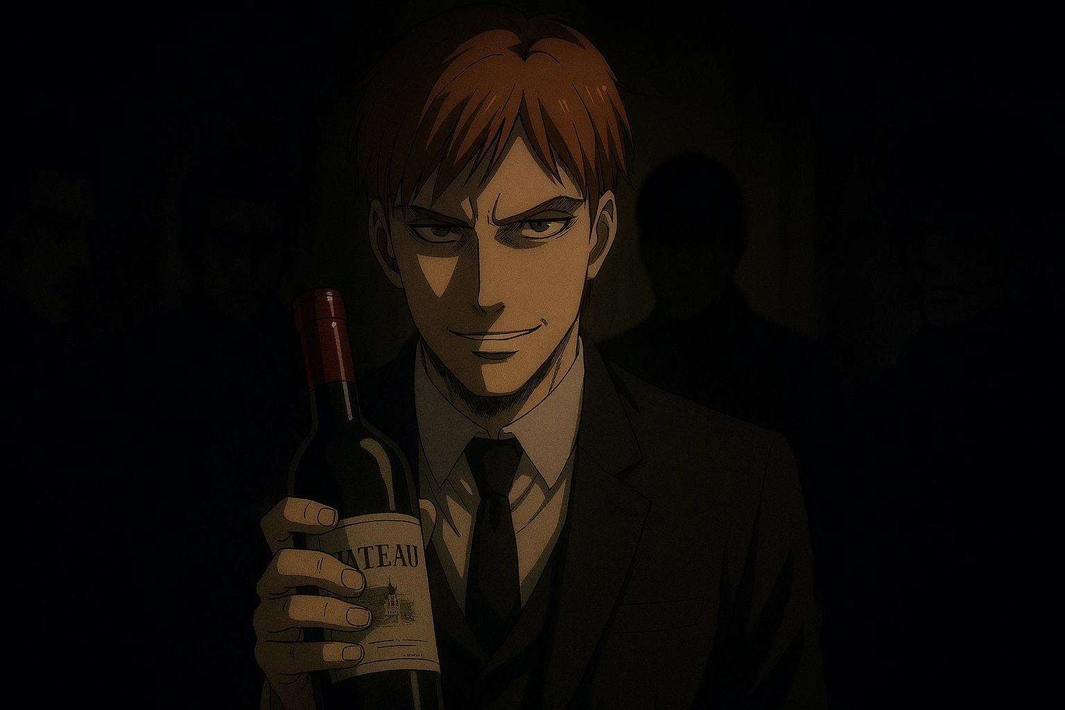 Floch Forster planning the coup with tainted wine, organizing the Yeagerists Attack on Titan.