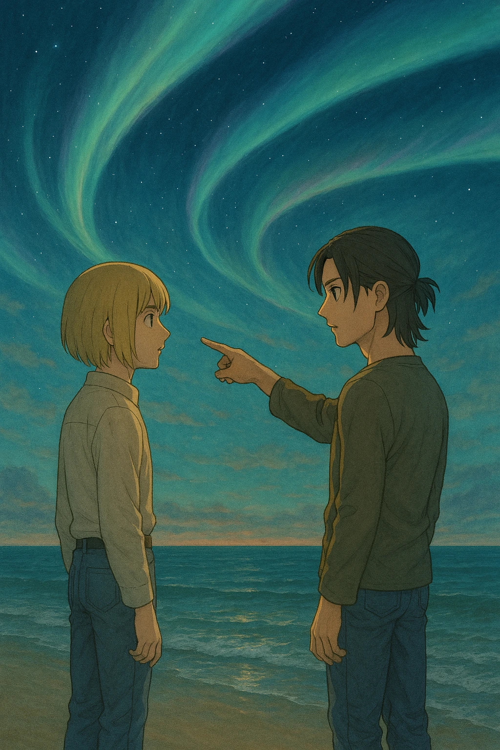 Eren and Armin talking in The Paths Attack on Titan final scene.