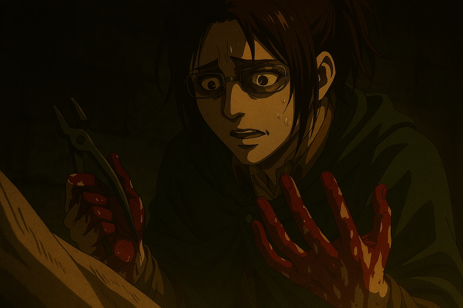 Hange Zoë Character Analysis depicting the dark transition and moral heavy lifting during the Uprising Arc