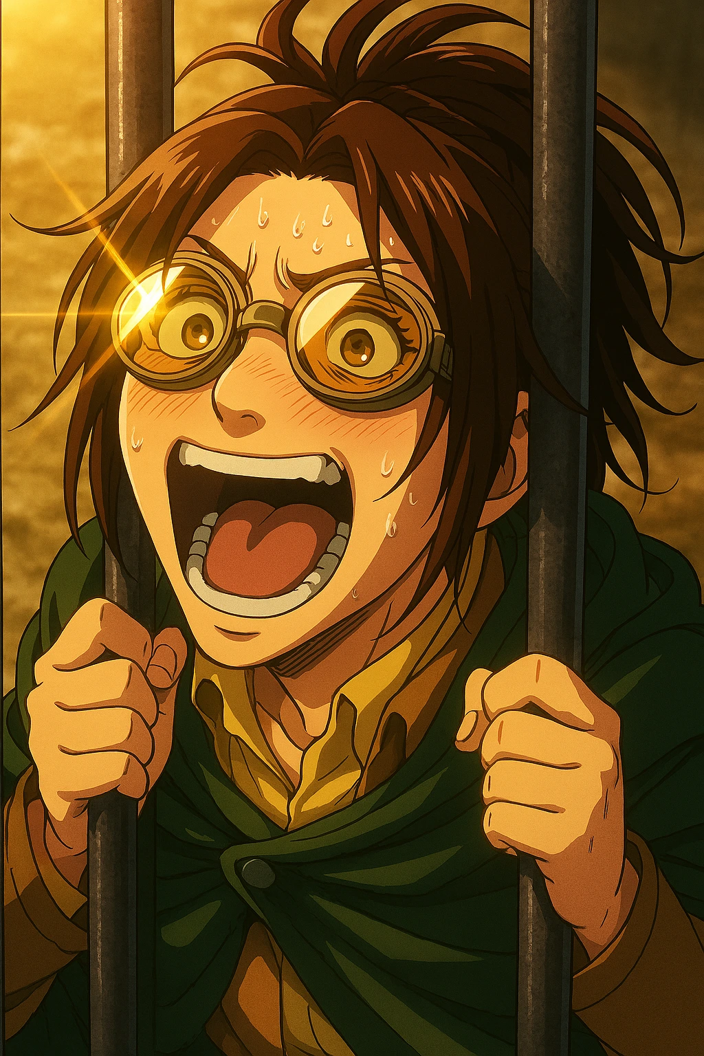Hange Zoë Character Analysis highlighting her obsession and curiosity as a scientist in early seasons.