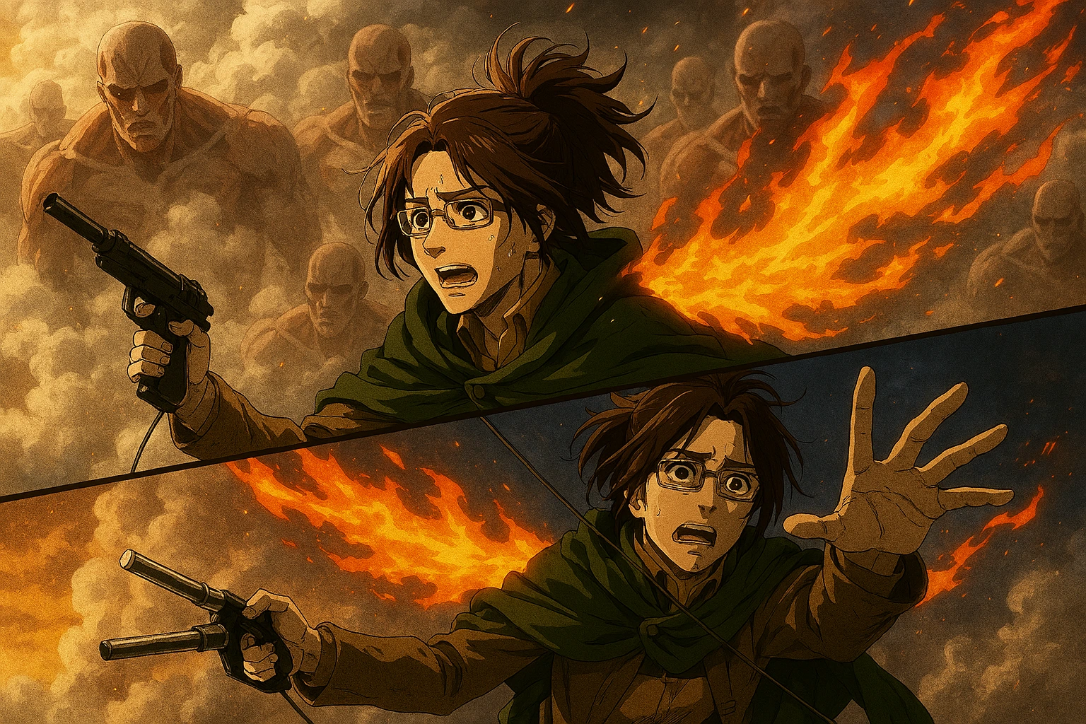 Hange Zoë Character Analysis culminating in her heroic sacrifice fighting the Wall Titans.