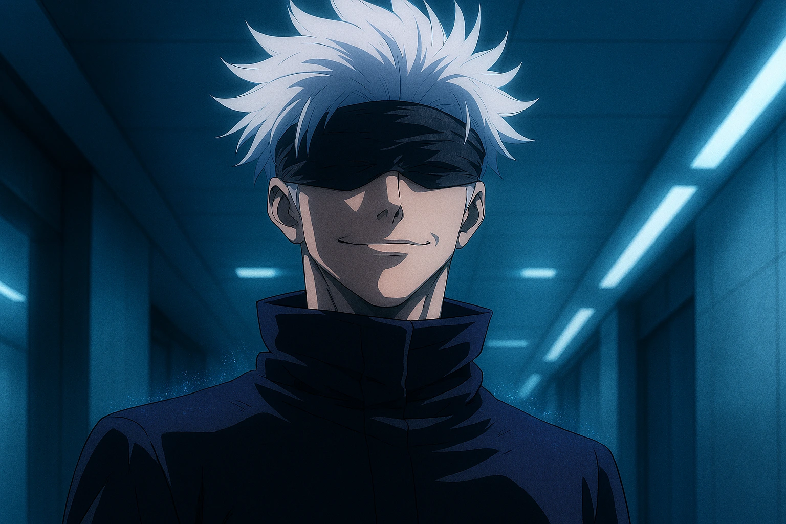 Gojo Satoru contemplating the destruction of the Jujutsu Headquarters.
