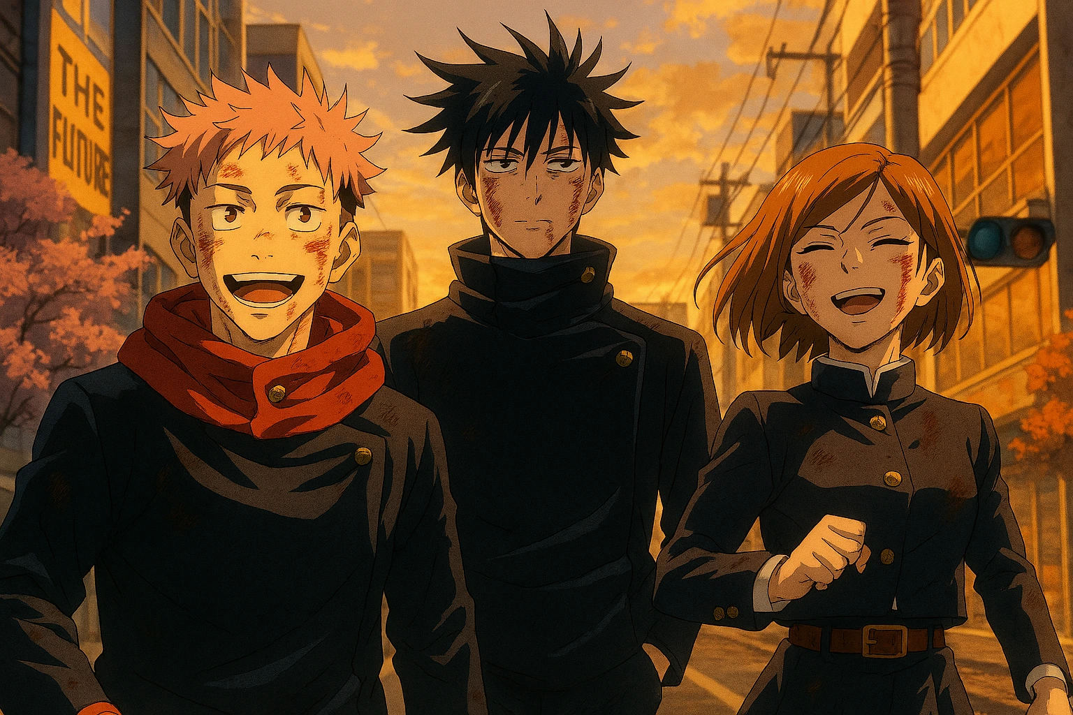 Tokyo vs Kyoto Jujutsu High: The rebellious students of Tokyo High including Yuji, Megumi, and Nobara.