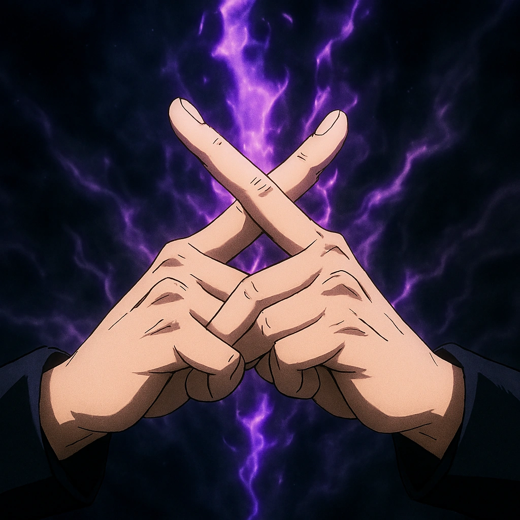 Sorcerer activating Domain Expansion JJK Hand Sign