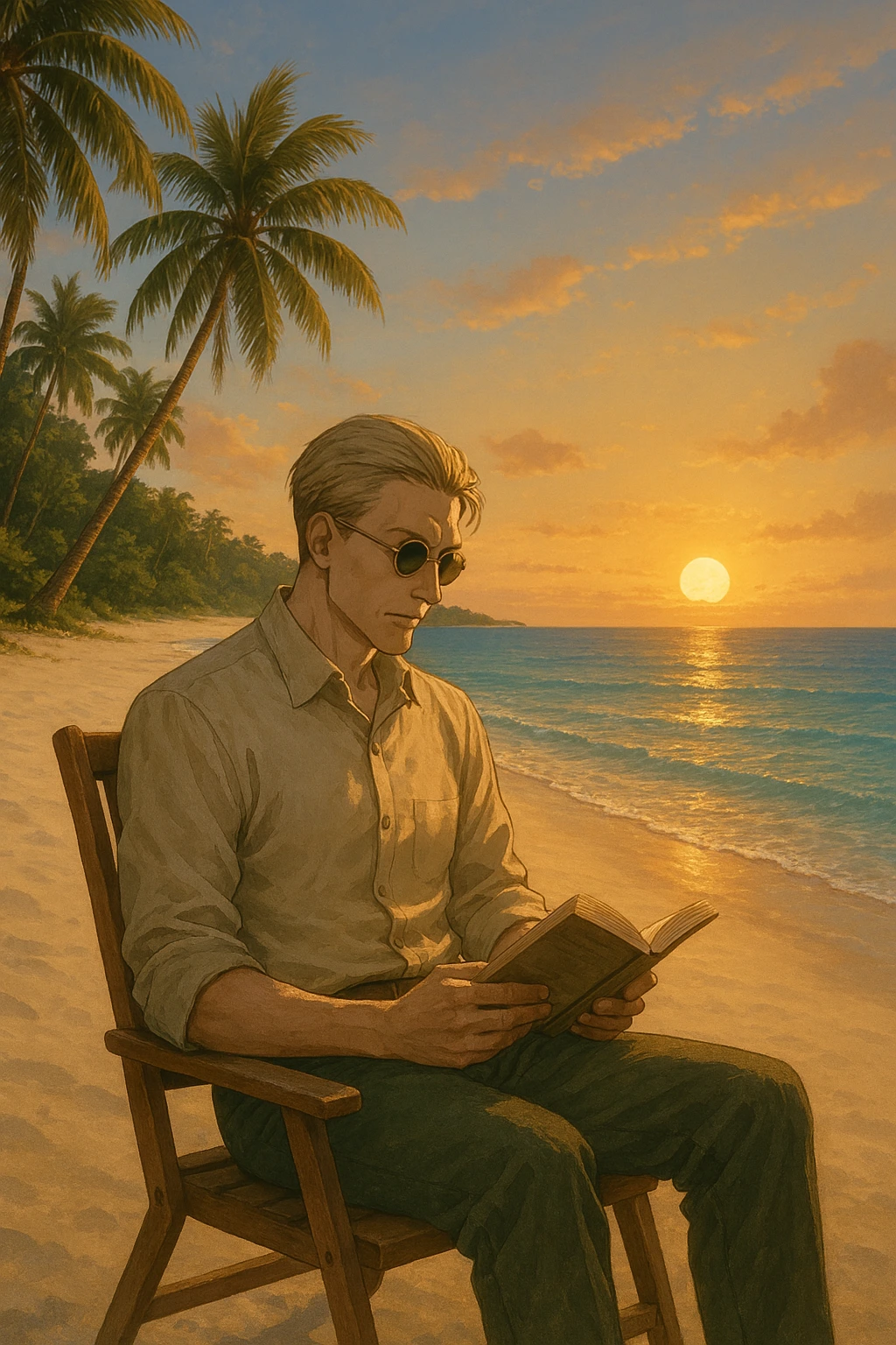 Kento Nanami reading a book on a beach in Malaysia, his final dream.