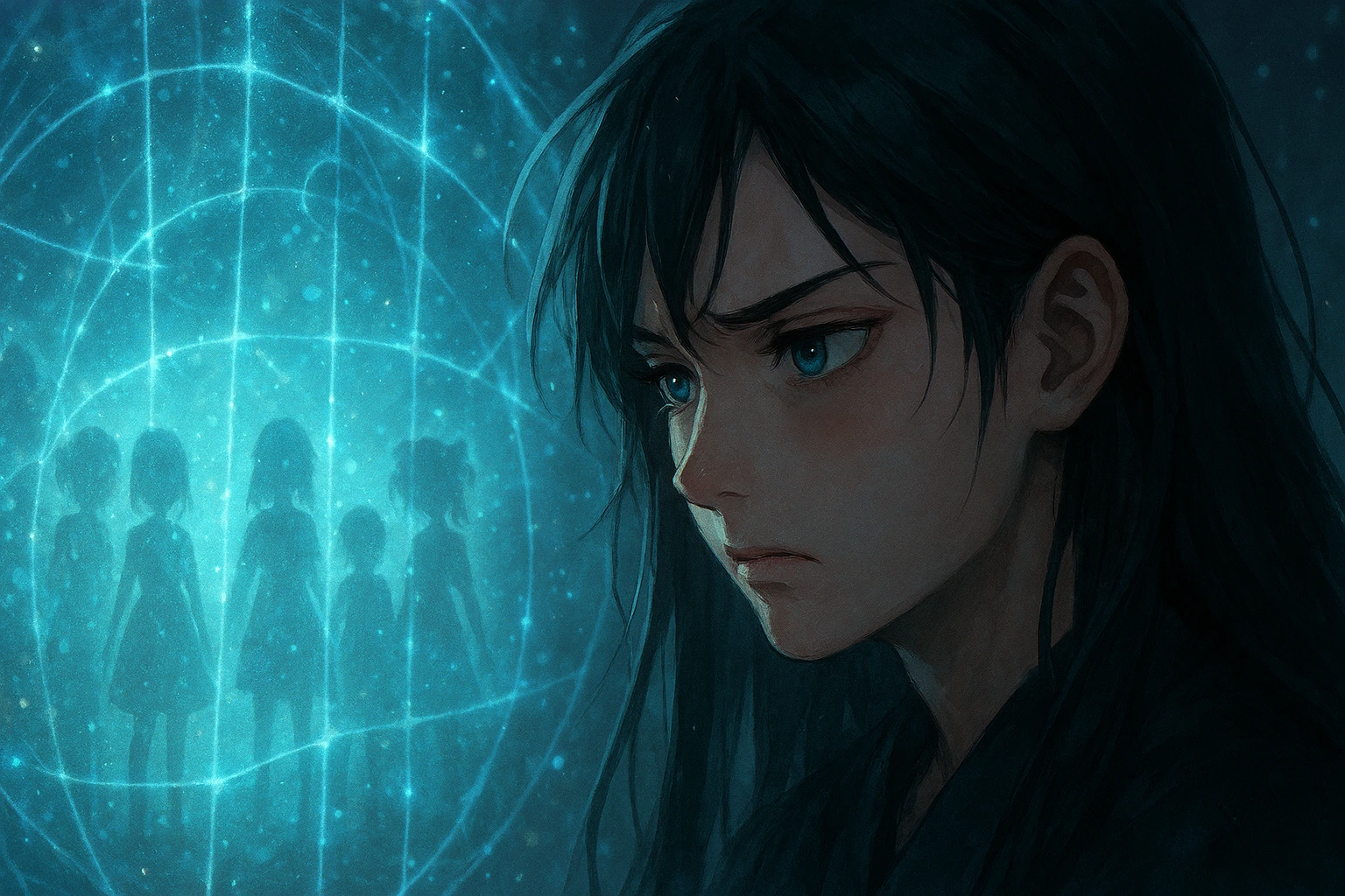 Yuki Tsukumo looking at the Star Plasma Vessel barrier with regret