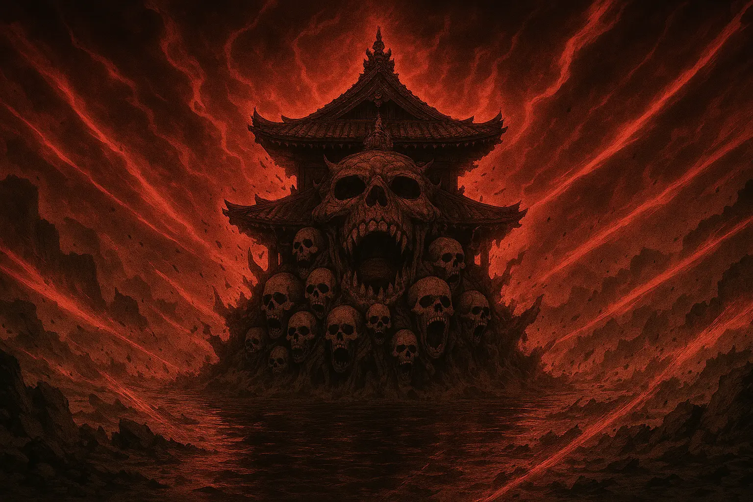 Sukuna's Malevolent Shrine demonstrating an open barrier Binding Vow JJK.
