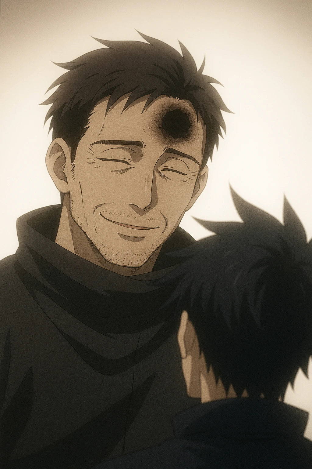 Toji Fushiguro smiling before his death in front of Megumi.