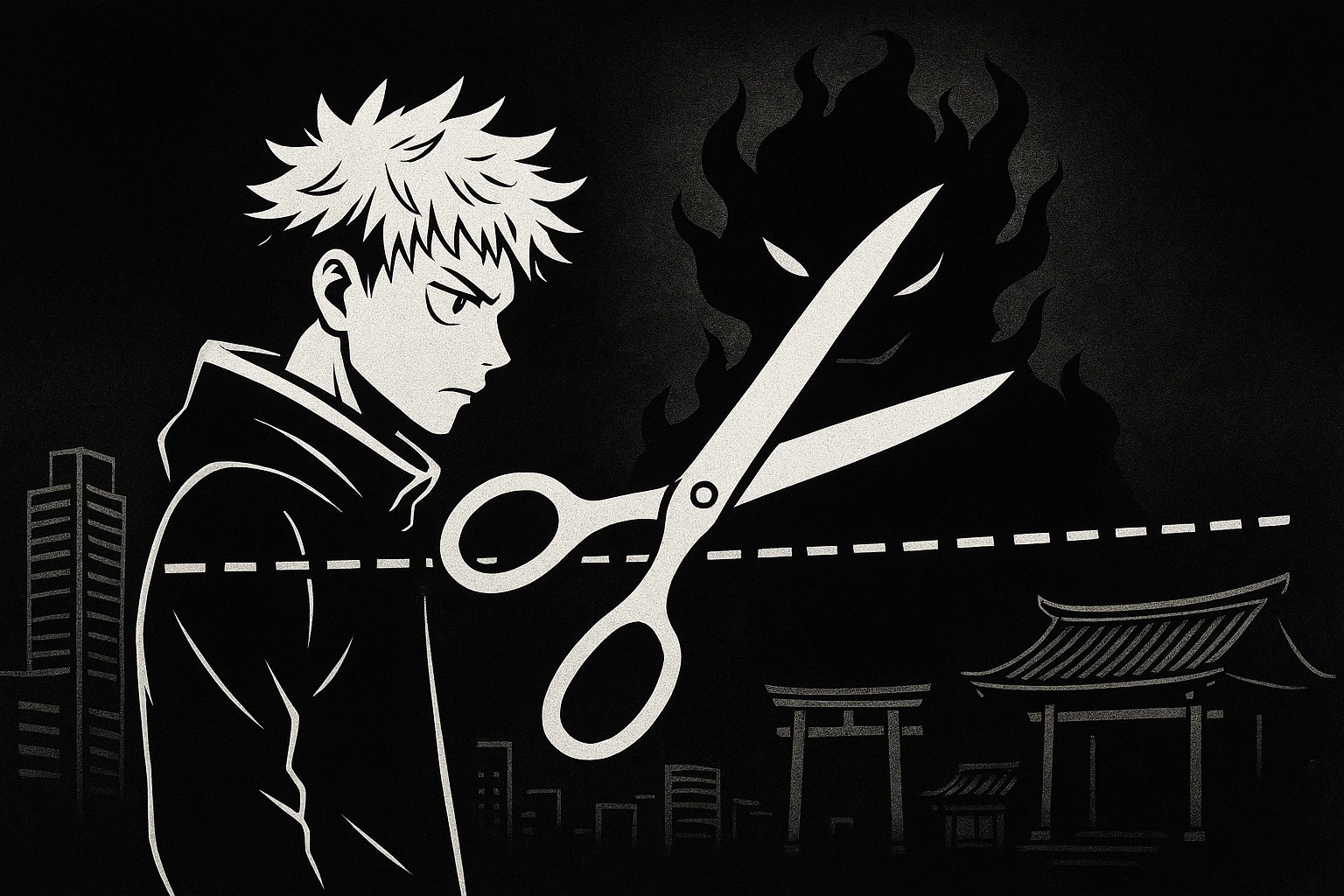 Yuji Itadori Analysis visual of his Modern Shrine Scissor technique.