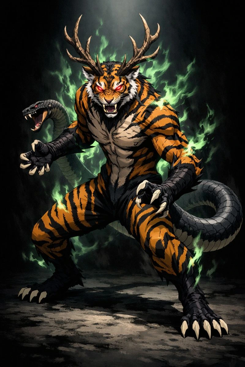 Chimera Beast Agito fusion summon demonstrating the peak of Ten Shadows Technique.