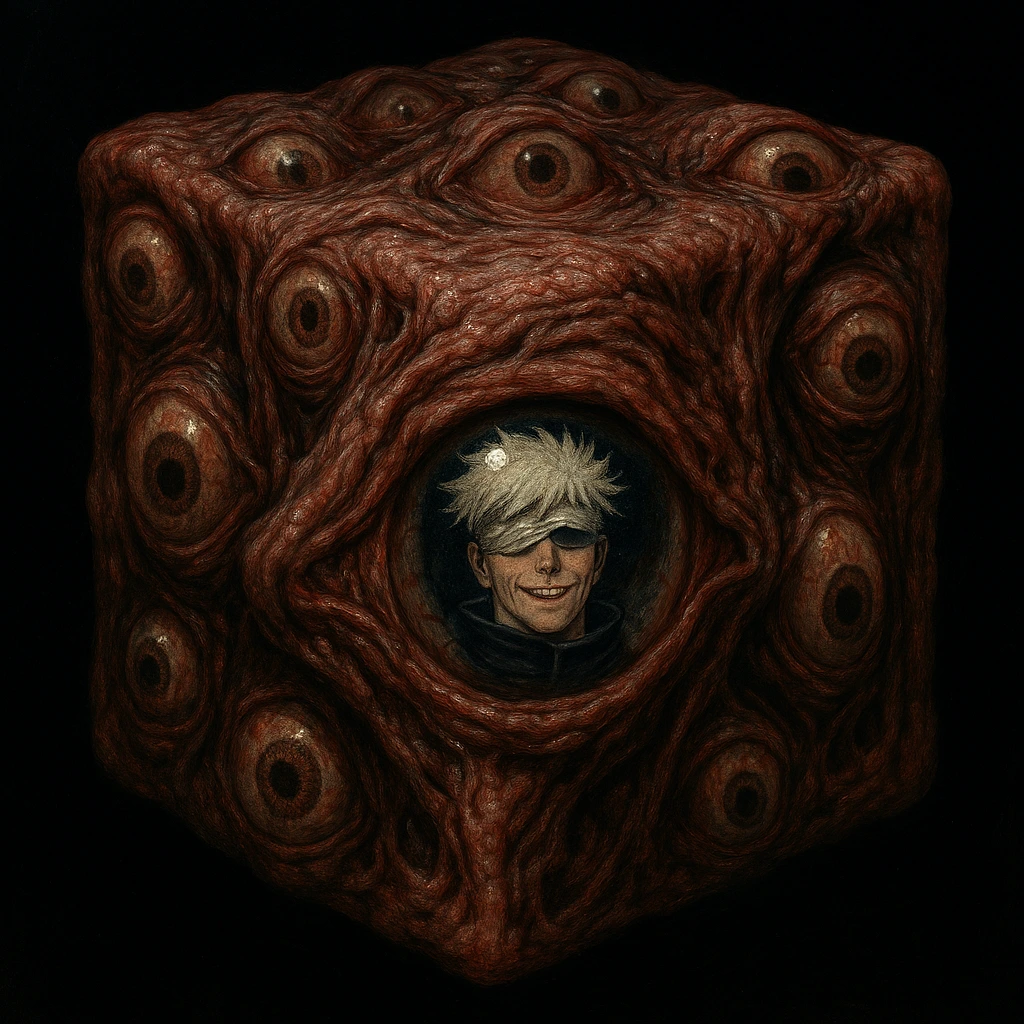 Gojo Satoru from Jujutsu Kaisen trapped inside the Prison Realm cube.