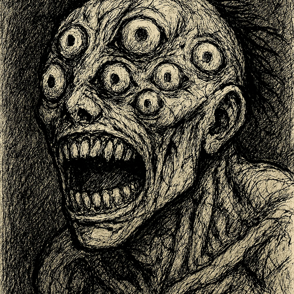 A grotesque curse monster from Jujutsu Kaisen showing the horror art style.