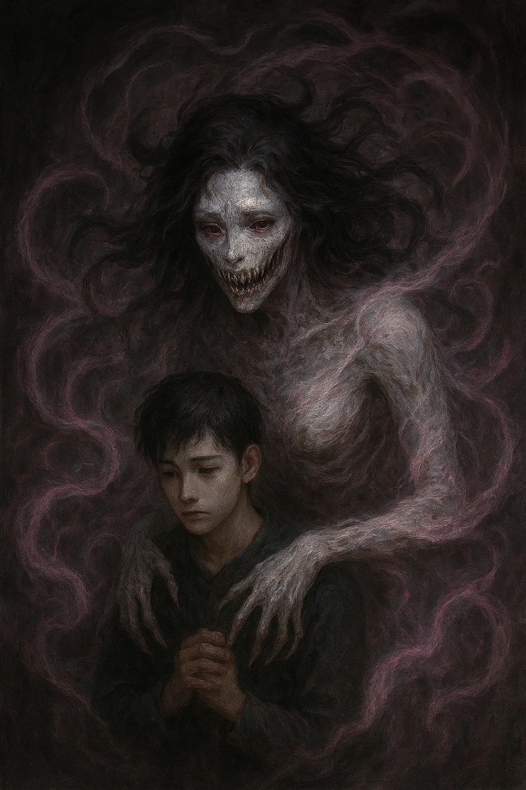 Rika Orimoto as a vengeful spirit manifesting from the Cycle of Curses and love.