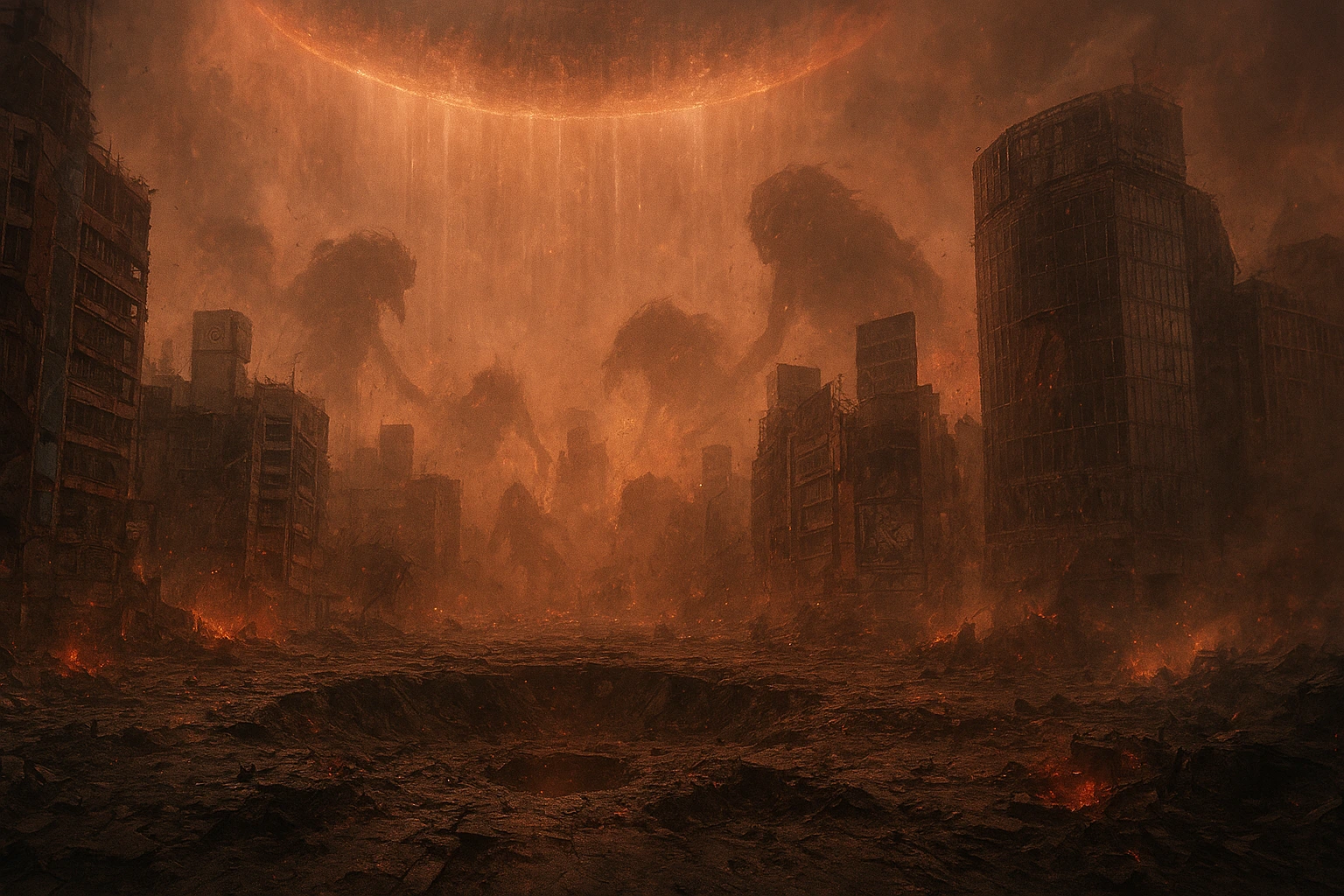 The destruction of Shibuya symbolizing the collapse of control in the Cycle of Curses.