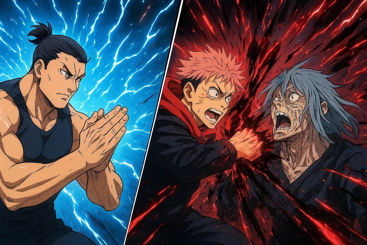 Yuji Itadori and Todo fighting Mahito in Shibuya Incident.