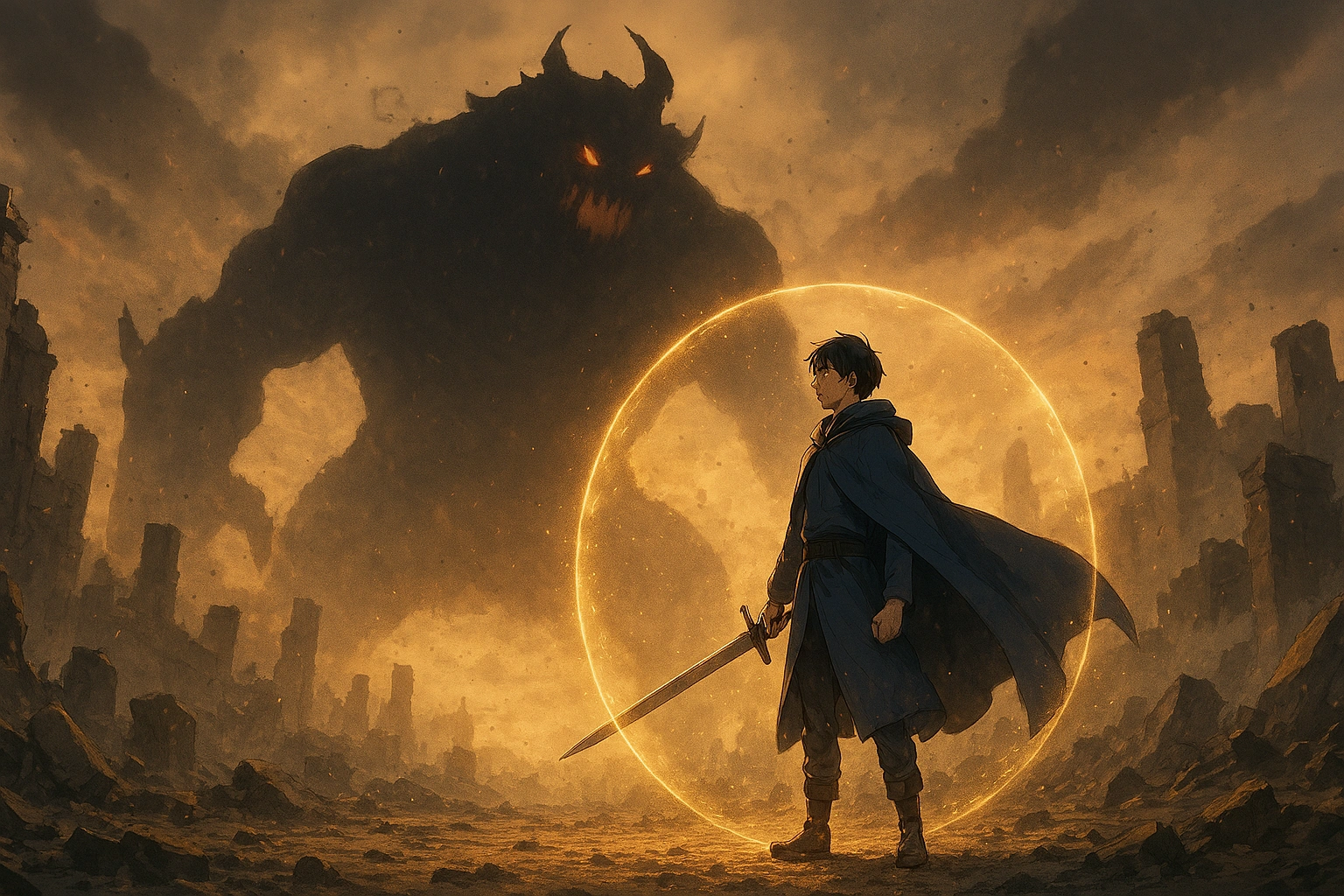A weak sorcerer using Anti-Domain Techniques to stand tall against a massive threat.