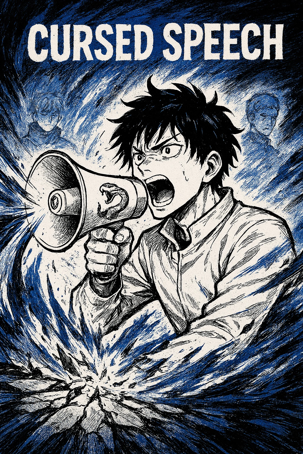Yuta Okkotsu using the Cursed Speech technique with a megaphone.