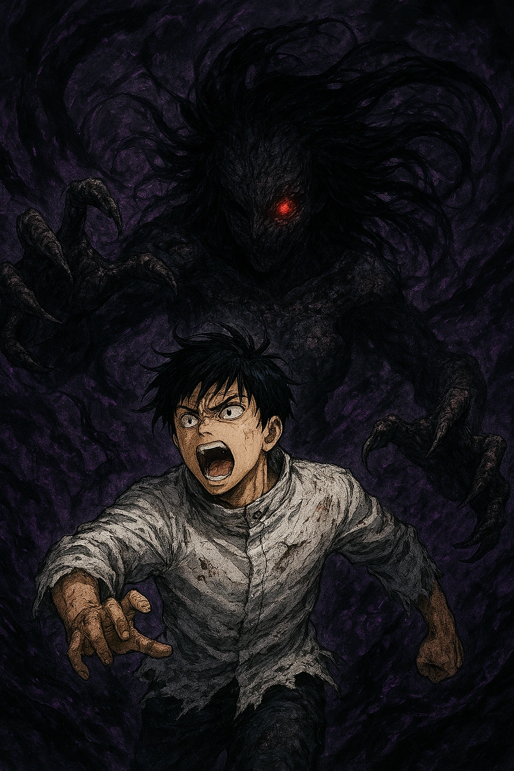Yuta Okkotsu commanding the vengeful spirit Rika as part of the New Big Three.