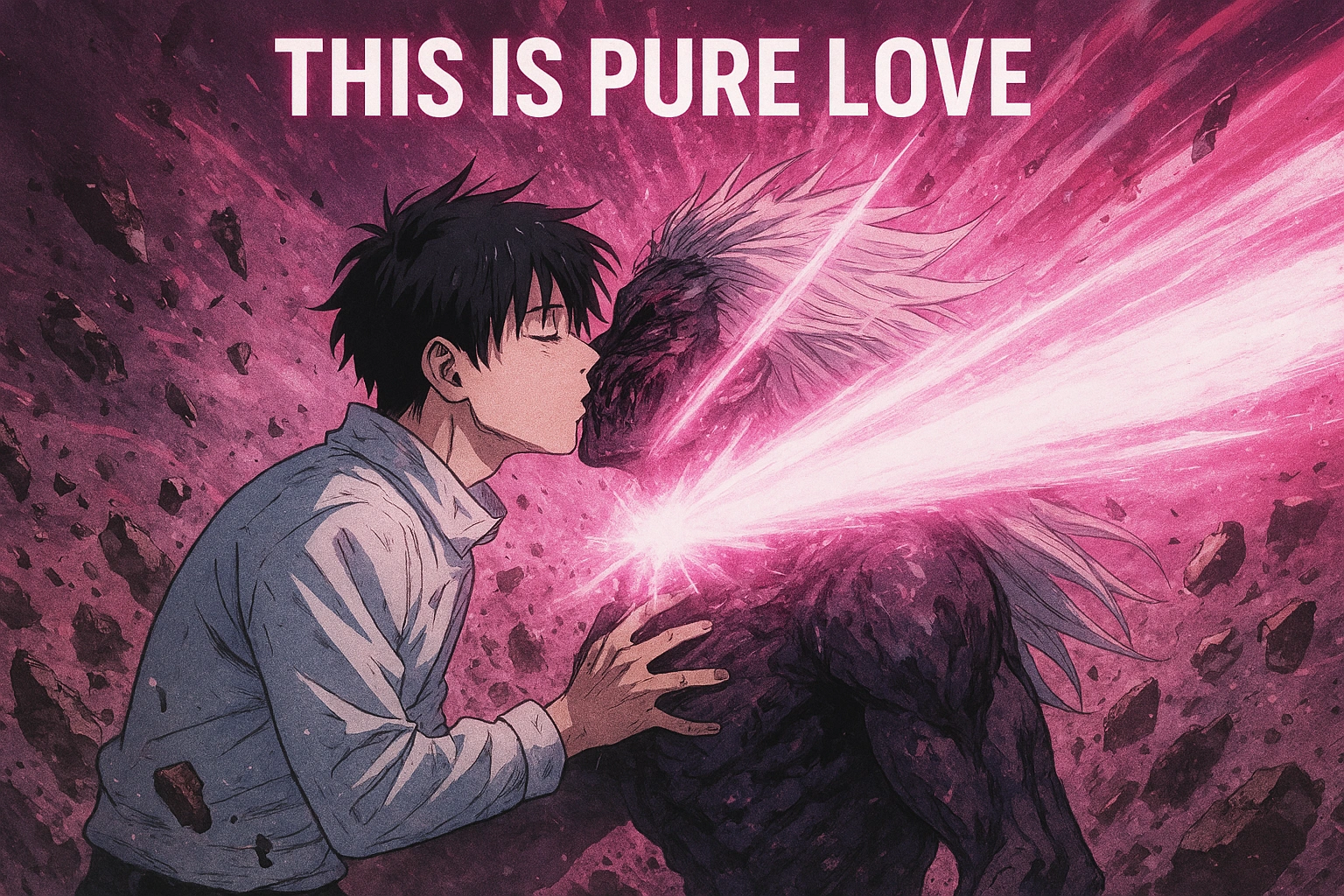 Yuta Okkotsu firing the pure love energy blast against Geto.