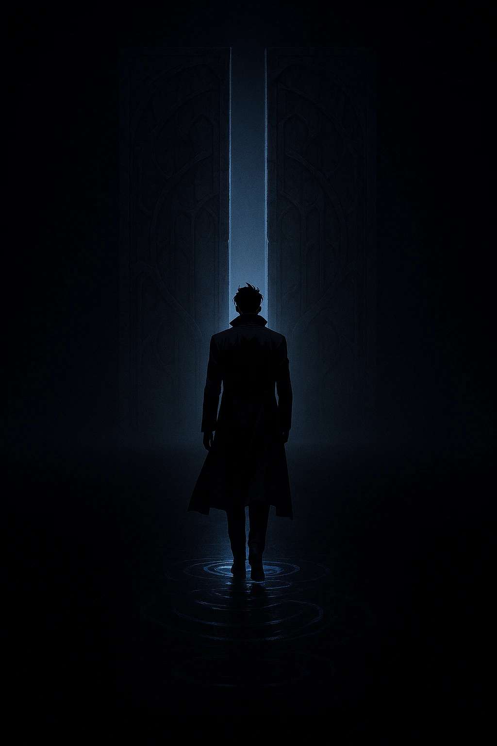 Solo Leveling legacy Sung Jin-woo walking away into darkness.