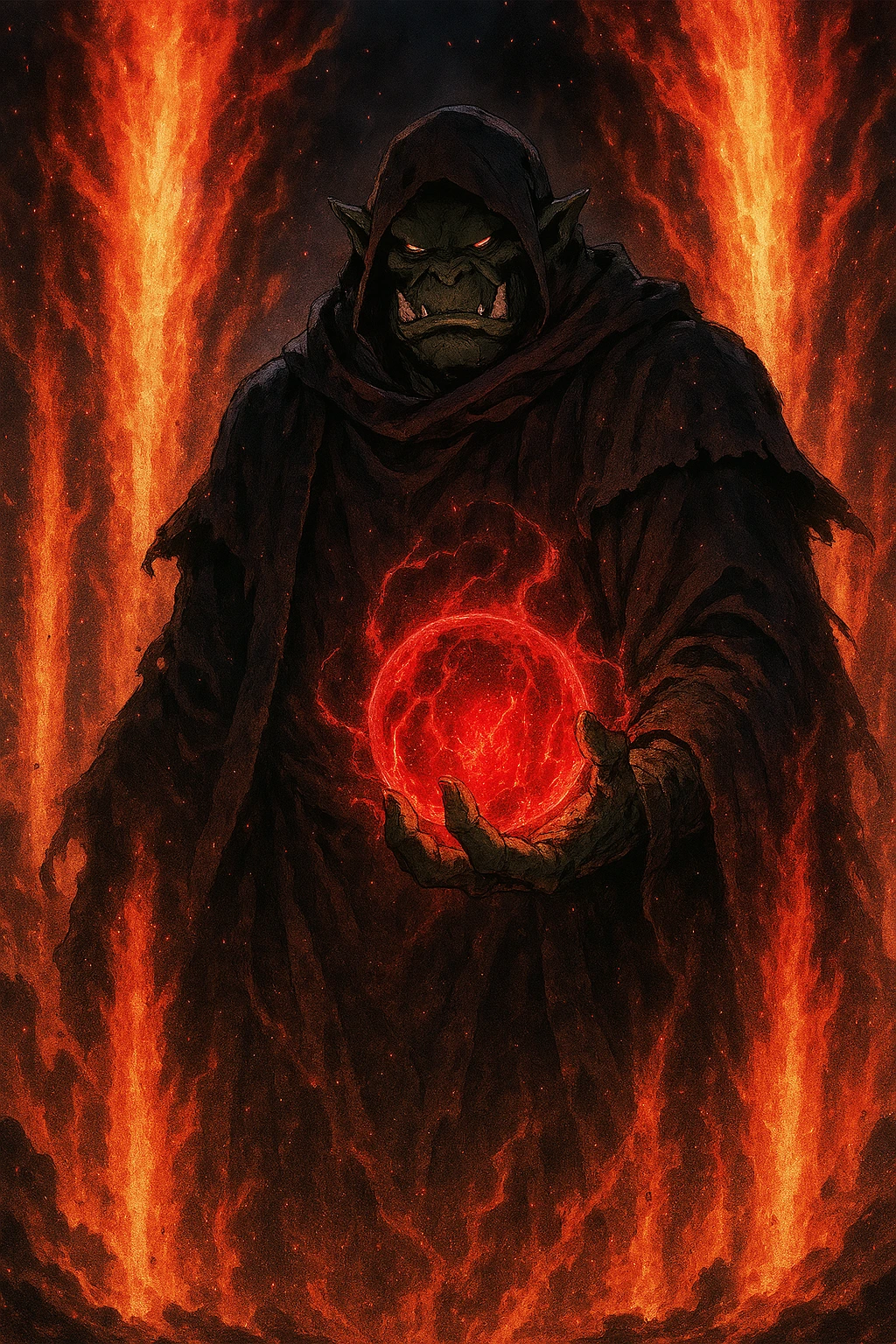 High Orc Shaman Tusk using the Orb of Avarice, a weapon as destructive as Kamish's Wrath