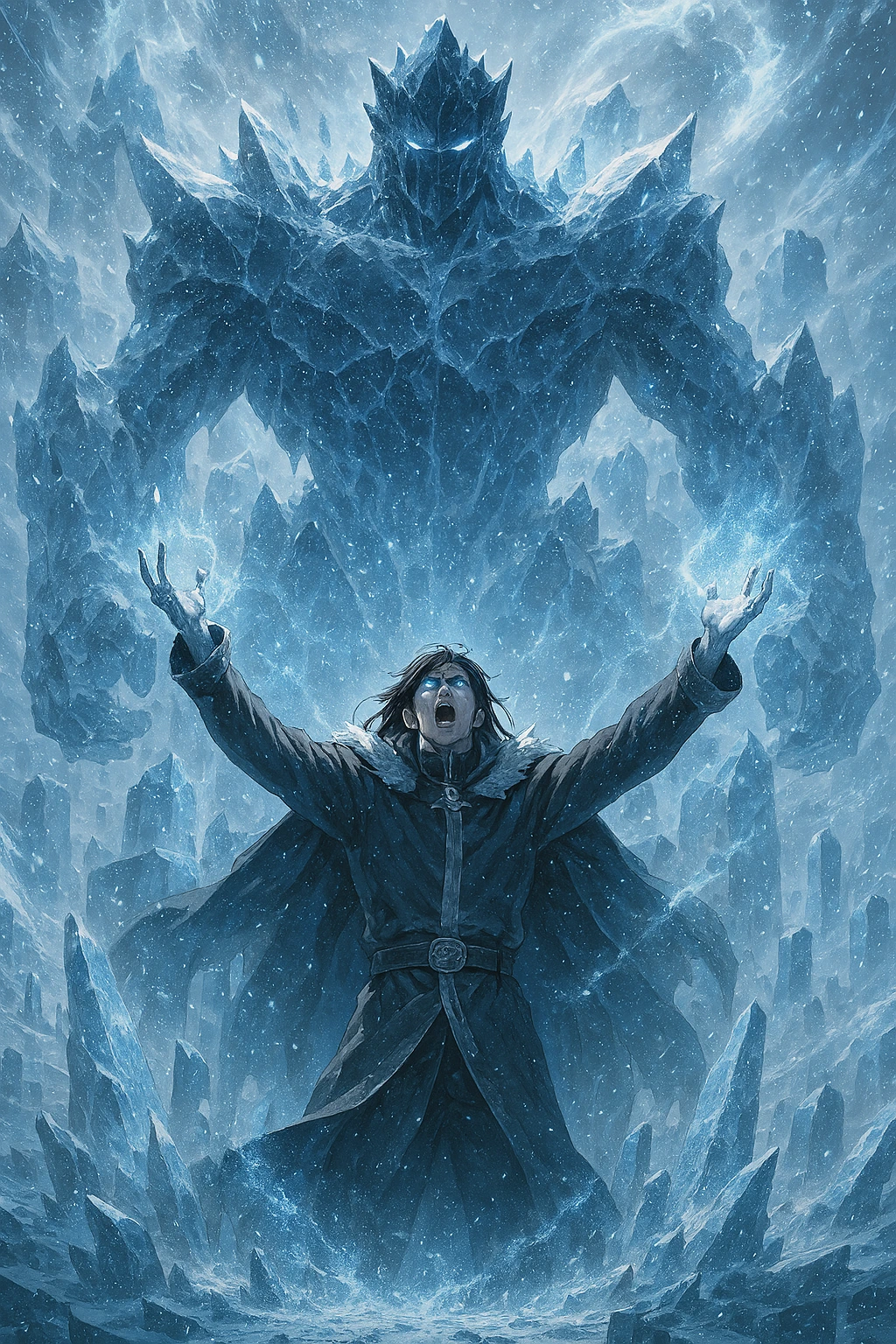 The Frost Monarch using his absolute zero domain to summon colossal ice golems.