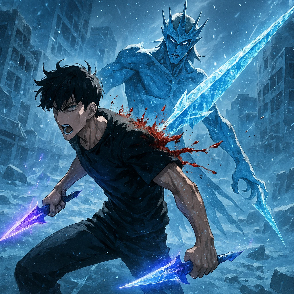 The precise moment the Frost Monarch stabbed and killed Sung Jin-woo in Seoul.