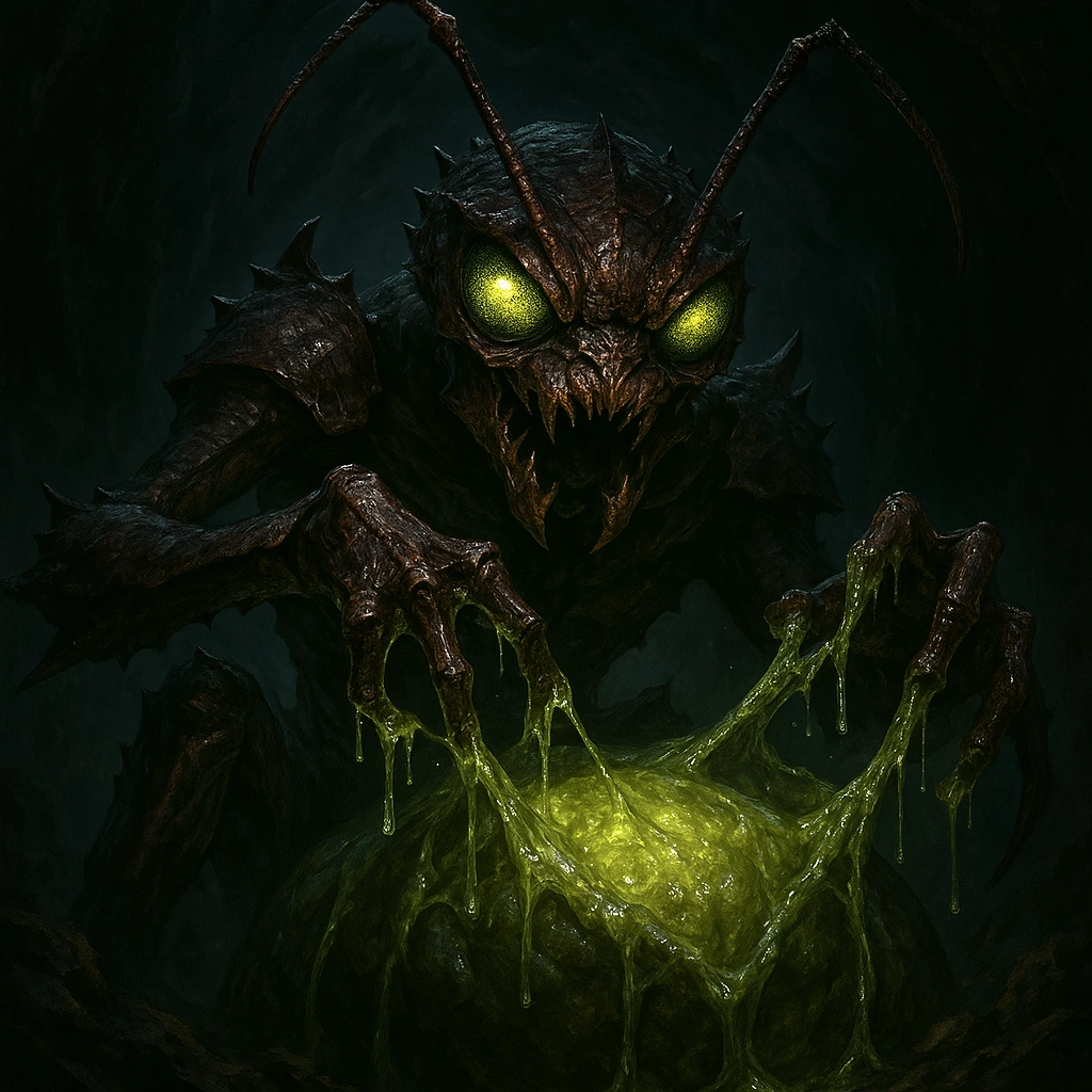 Ant King Beru hatching from his cocoon with a menacing aura.