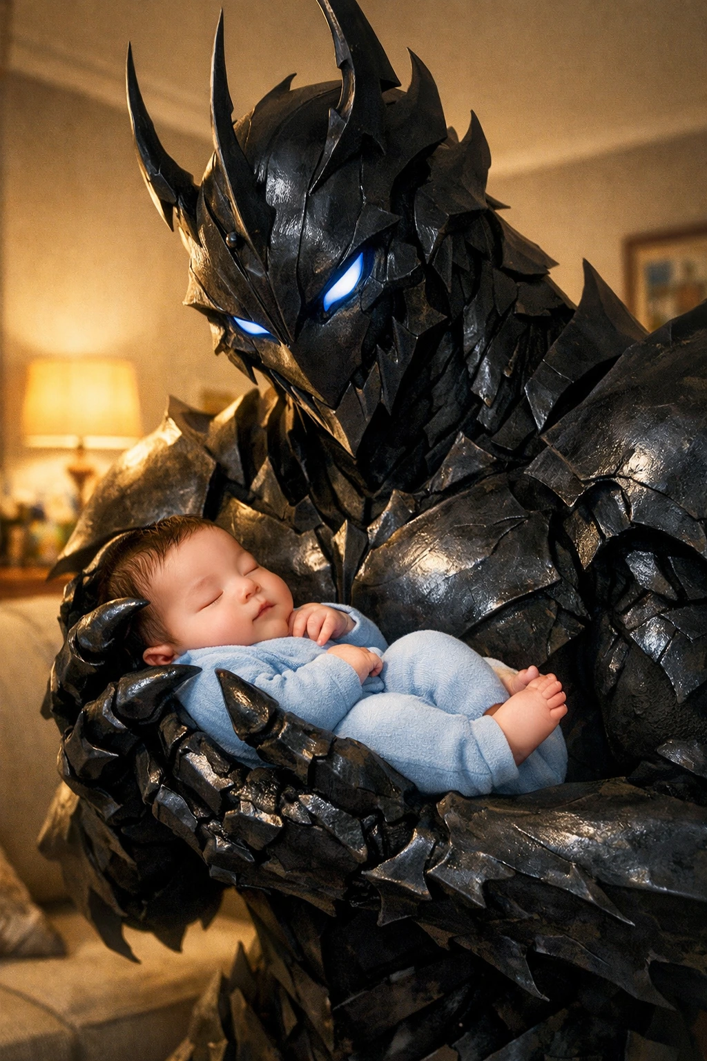Ant King Beru carefully holding baby Sung Su-ho.