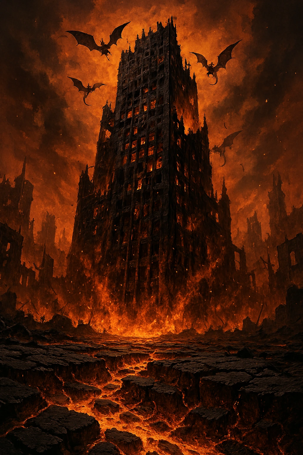 The Demon Castle burning city environment, a key part of the Ecology of Chaos.