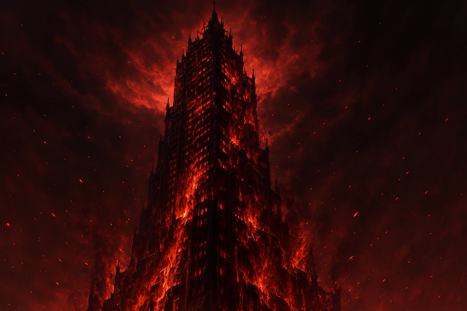 Epic cinematic view of the 100-Floor Prison built for a dead monarch.