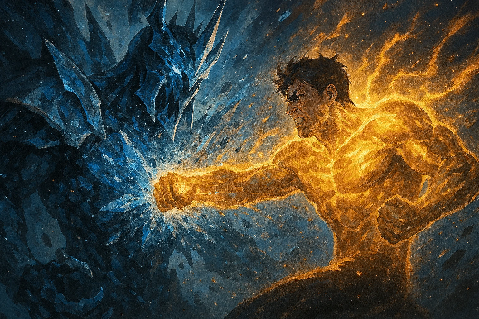 Go Gun-Hee landing a powerful punch on the Frost Monarch.