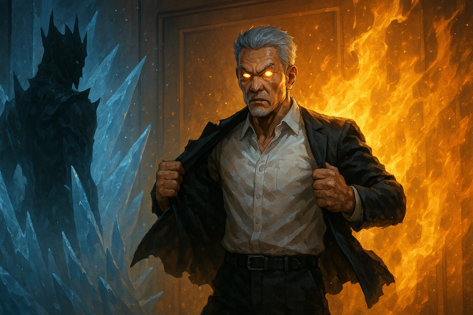 Go Gun-Hee locking the door and unleashing power against Frost Monarch.