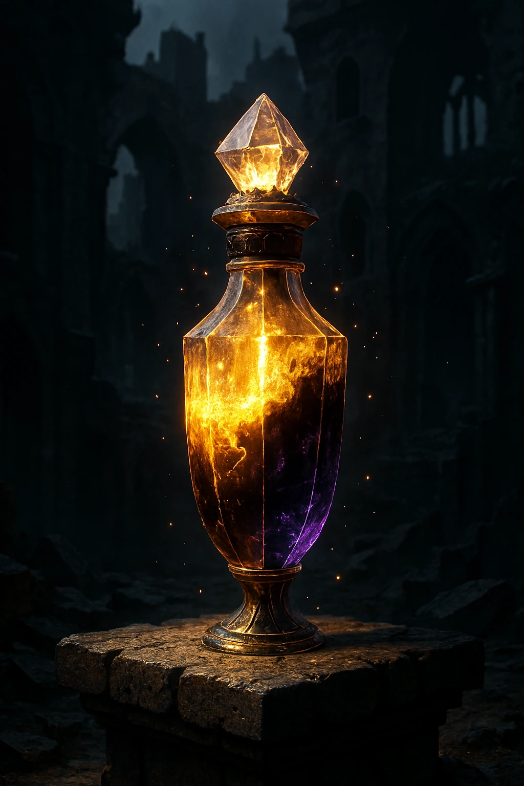 The glowing Holy Water of Life crafted within the 100-Floor Prison.
