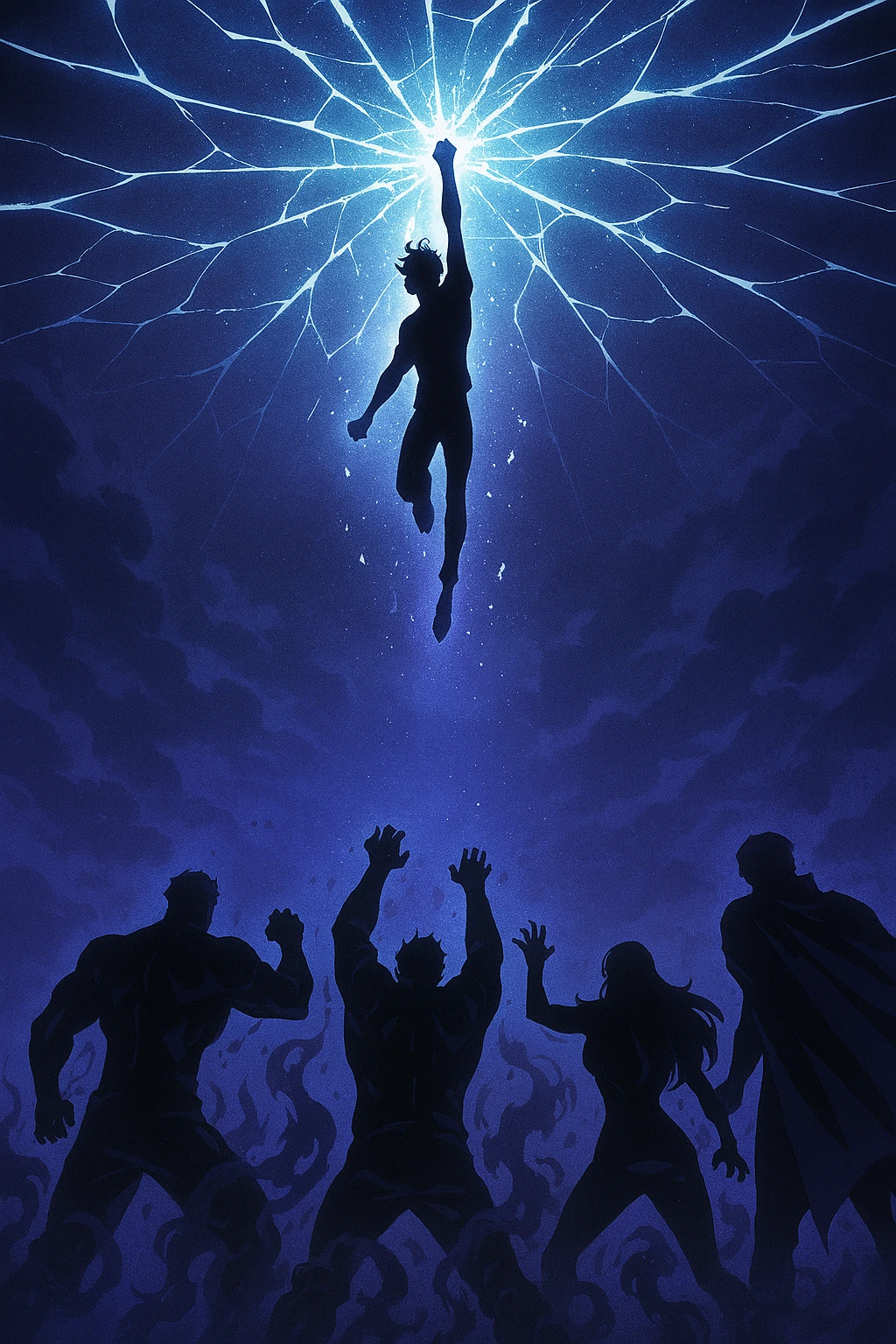 A visual representation of National Level Hunters hitting a glass ceiling while Jin-Woo breaks through.