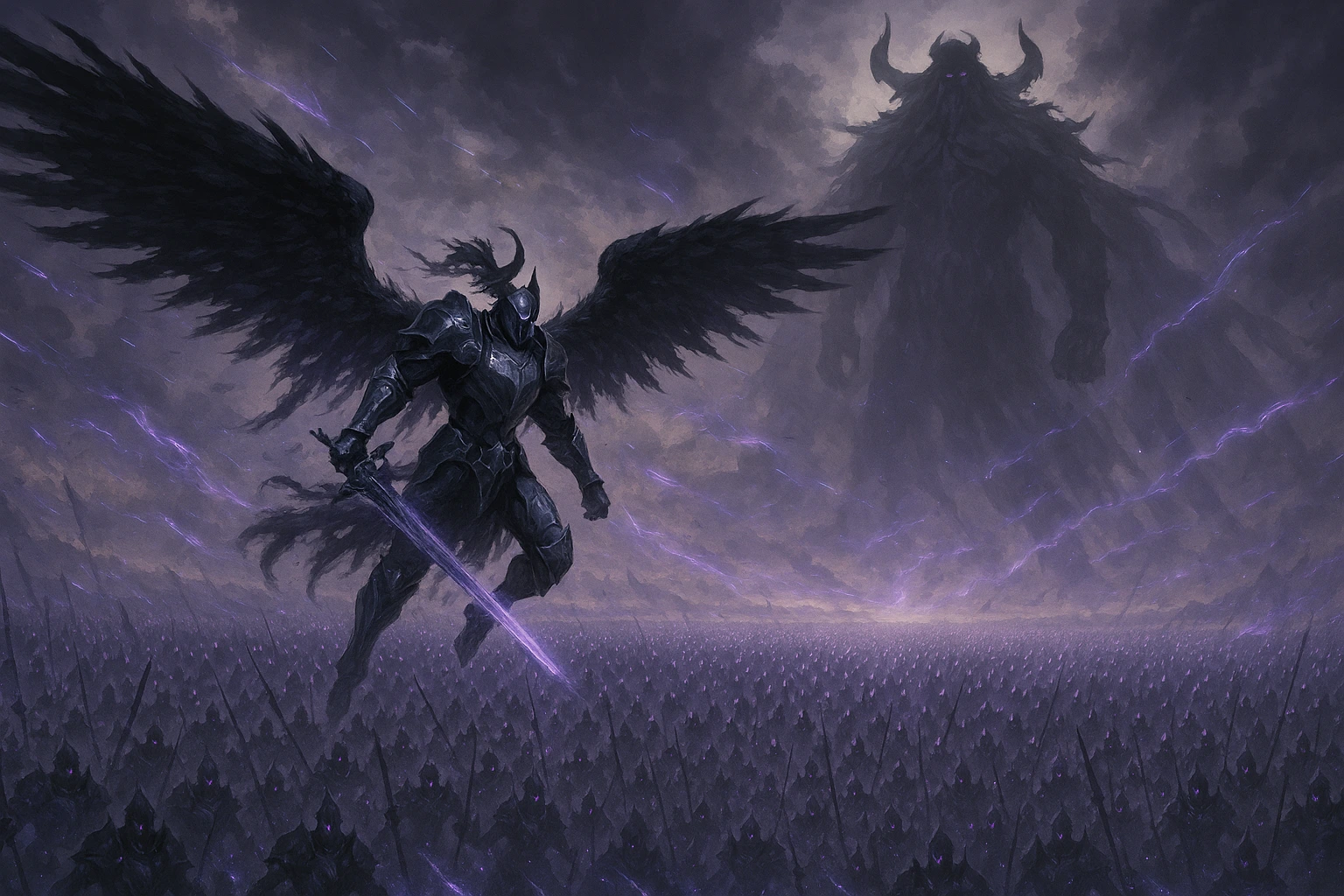 Igris serving the original Shadow Monarch Ashborn, fulfilling his destiny as the Most Loyal Knight.