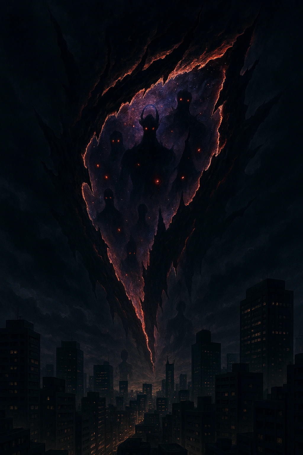 The Itarim outer gods opening a dimensional rift in Solo Leveling Ragnarok.
